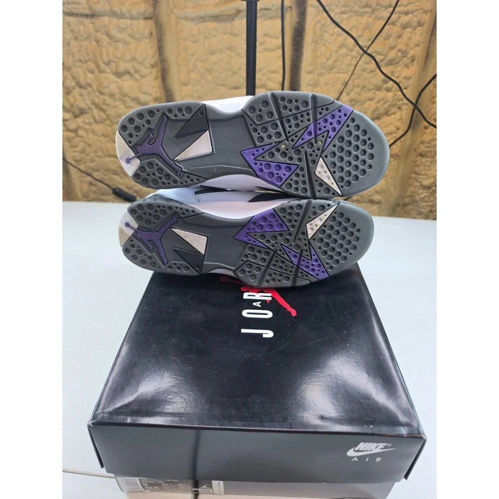 Size-9 Jordan Air Jordan 7 Retro Flint Men's White/Black/Purple CU9307-100 VNDS